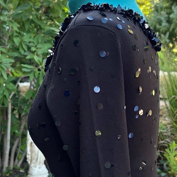 Talbot's black silk sequined sweater, Small - Picture 4 of 7
